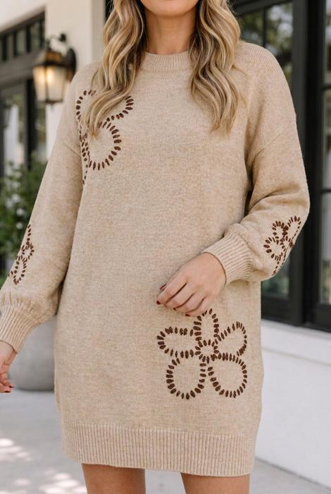 Everleigh Puff Sleeve Shift Sweater Dress