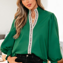  Everly Flounce Sleeve Trim Blouse
