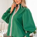  Everly Flounce Sleeve Trim Blouse
