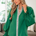  Everly Flounce Sleeve Trim Blouse
