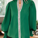  Everly Flounce Sleeve Trim Blouse