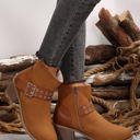 Chestnut Size 8 Eyelet Buckled Ankle Boots