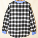  Ezra Half Placket Plaid Blouse