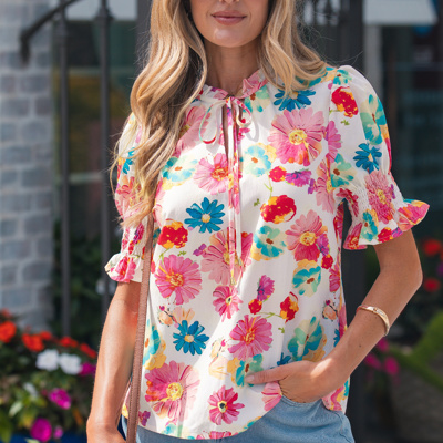 Faith Short Puff Sleeve Blouse