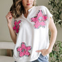 White Medium Fallon Floral Dolman Sleeve Top