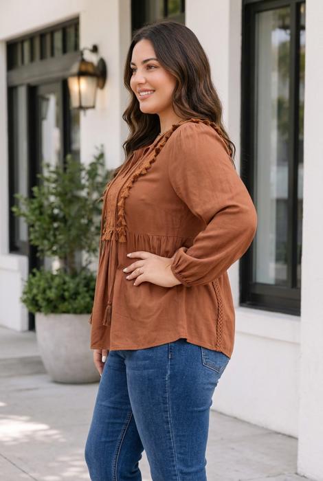 Farrah Long Sleeve Blouse Long Sleeve PLUS Top