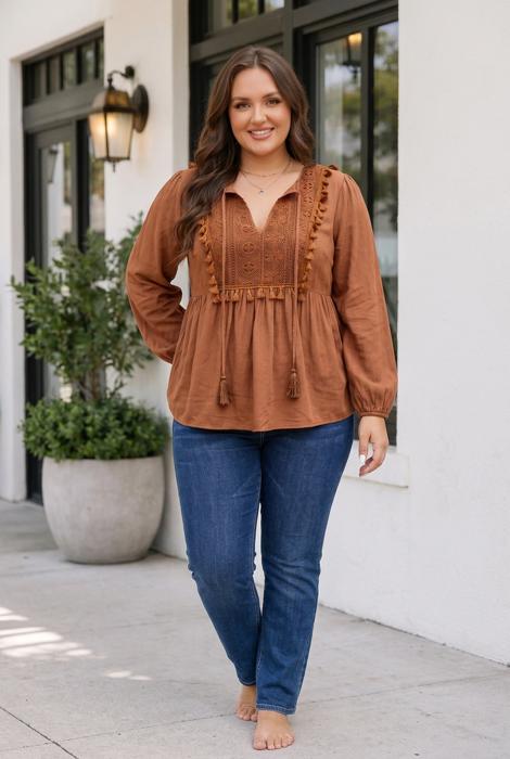 Farrah Long Sleeve Blouse Long Sleeve PLUS Top