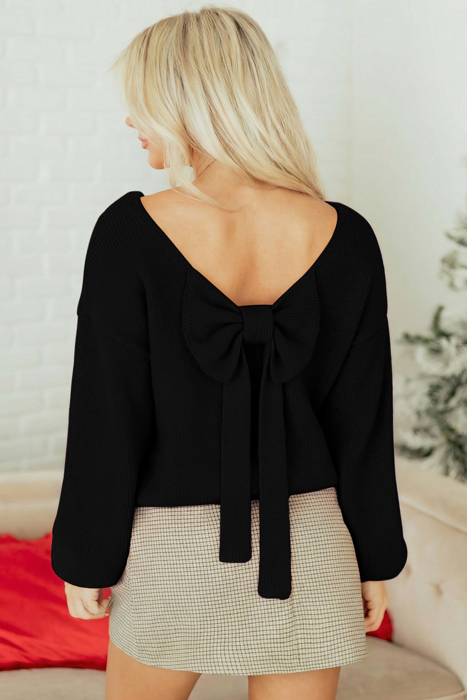Faye Backless Bubble Sleeve Sweater