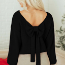 Black Large Faye Backless Bubble Sleeve Sweater