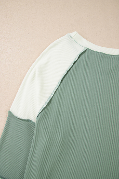 Faye Colorblock Patchwork Raglan Long Sleeve Top