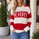 Red Stripe Medium Fiona Sleeve Christmas Sweater Long Sleeve Top