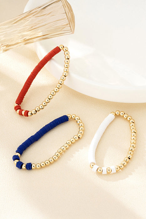 Flag Theme Beaded Triple Layer Bracelets