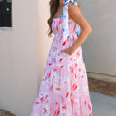  Flora Floral Knotted Shoulder Smocked Maxi Dress