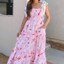  Flora Floral Knotted Shoulder Smocked Maxi Dress