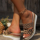  Floral Print Braided Details Wedge Slippers
