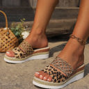  Floral Print Braided Details Wedge Slippers