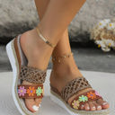  Floral Print Braided Details Wedge Slippers