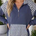  Franceskah Plaid Quarter Zip Sweatshirt