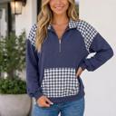  Franceskah Plaid Quarter Zip Sweatshirt