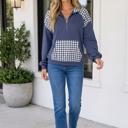  Franceskah Plaid Quarter Zip Sweatshirt