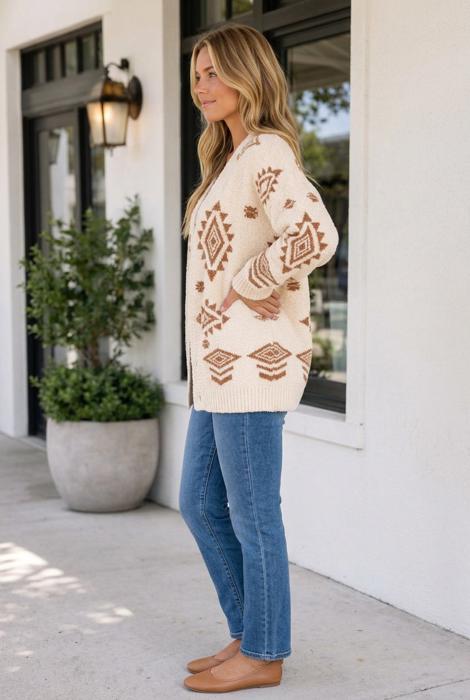 Frankie Print Open Knit Sweater