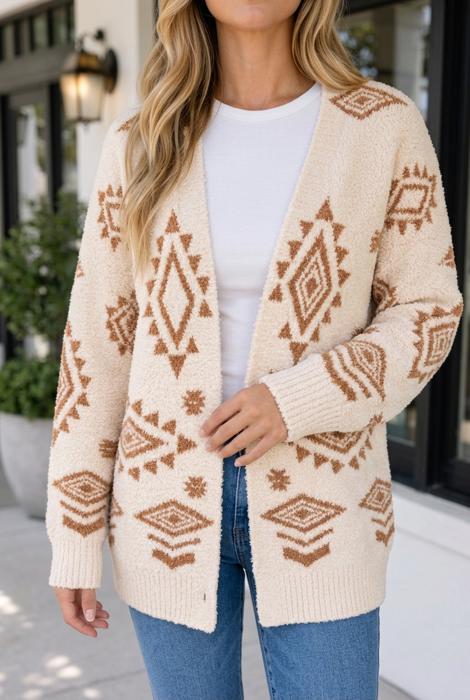 Frankie Print Open Knit Sweater