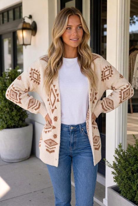 Frankie Print Open Knit Sweater