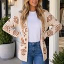 Oatmeal Large Frankie Print Open Knit Sweater