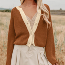  Gabriella Knit Neckline Short Cardigan