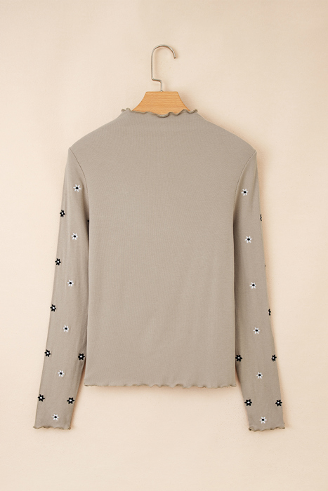 Genesis Embroidered Detail Ribbed Long Sleeve Top