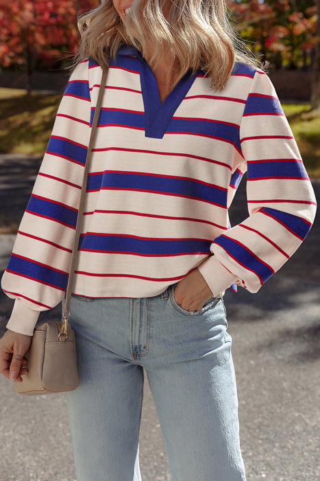 Genesis Stripe Polo Pullover Sweatshirt