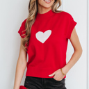 Fiery Red Small Genevieve Cropped Short Sleeve Sweater