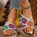  Geometric Woven Crisscross Strap Platform Slippers