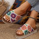  Geometric Woven Crisscross Strap Platform Slippers