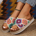  Geometric Woven Crisscross Strap Platform Slippers