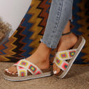  Geometric Woven Crisscross Strap Platform Slippers