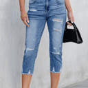 Sky Blue Size 12 Georgia Skinny Distressed Capri Jeans