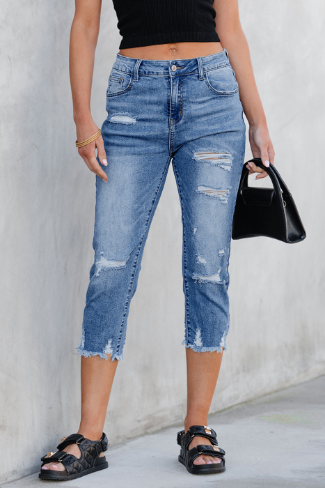 Georgia Skinny Distressed Capri Jeans