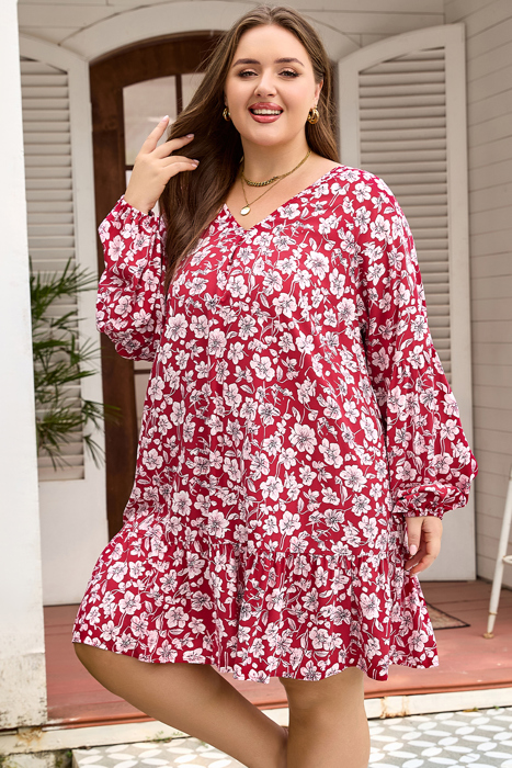 Georgina Balloon Sleeve Relaxed PLUS Dress