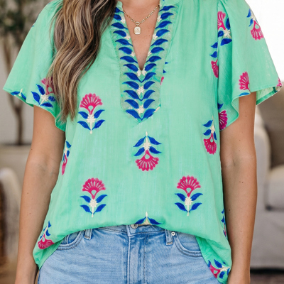 Gianna Floral Flutter Sleeve Blouse