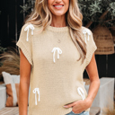 Parchment Small Giselle applique Cap Sleeve Sweater