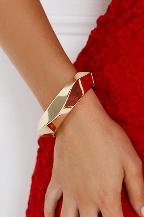Gold Asymmetric Plated Alloy Bangle Bracelet