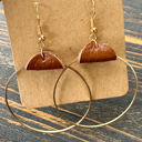  Gold Leather Hoop Earrings