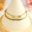  Gold Triple Heart Double Layer Adjustable Chain Bracelet