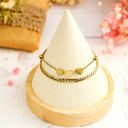  Gold Triple Heart Double Layer Adjustable Chain Bracelet