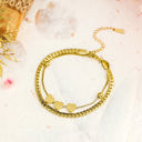 Gold Triple Heart Double Layer Adjustable Chain Bracelet