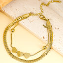  Gold Triple Heart Double Layer Adjustable Chain Bracelet