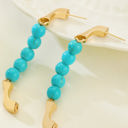  Gold Turquoise Bead Plated Alloy Hook Earrings