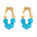  Gold Turquoise Bead Plated Alloy Hook Earrings