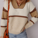 Parchment XL Guinevere Zipped Collared Pullover Sweater